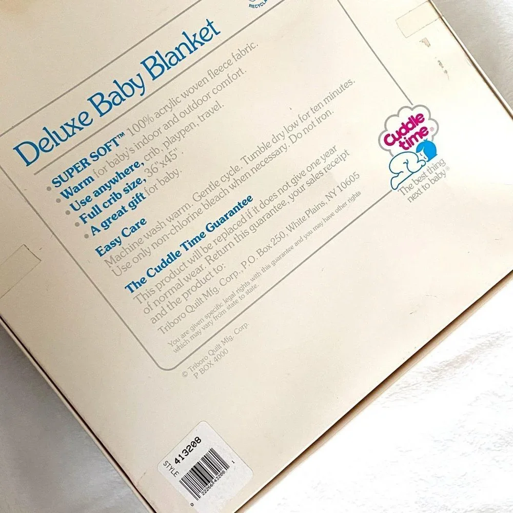 VTG Cuddle Time blue‎ baby crib blanket acrylic